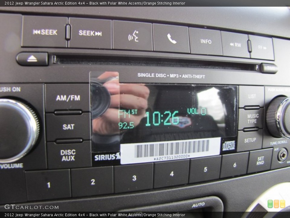 Black with Polar White Accents/Orange Stitching Interior Audio System for the 2012 Jeep Wrangler Sahara Arctic Edition 4x4 #60141921