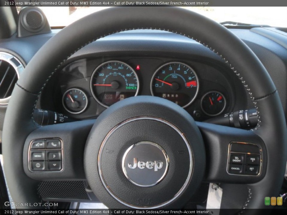 Call of Duty: Black Sedosa/Silver French-Accent Interior Steering Wheel for the 2012 Jeep Wrangler Unlimited Call of Duty: MW3 Edition 4x4 #60158191
