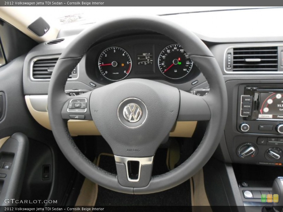 Cornsilk Beige Interior Steering Wheel for the 2012 Volkswagen Jetta TDI Sedan #60201173