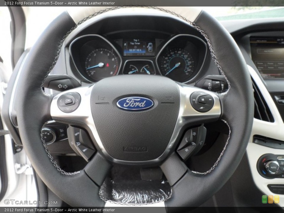 Arctic White Leather Interior Steering Wheel for the 2012 Ford Focus Titanium 5-Door #60207958