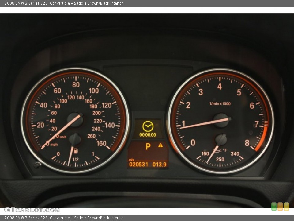 Saddle Brown/Black Interior Gauges for the 2008 BMW 3 Series 328i Convertible #60238060