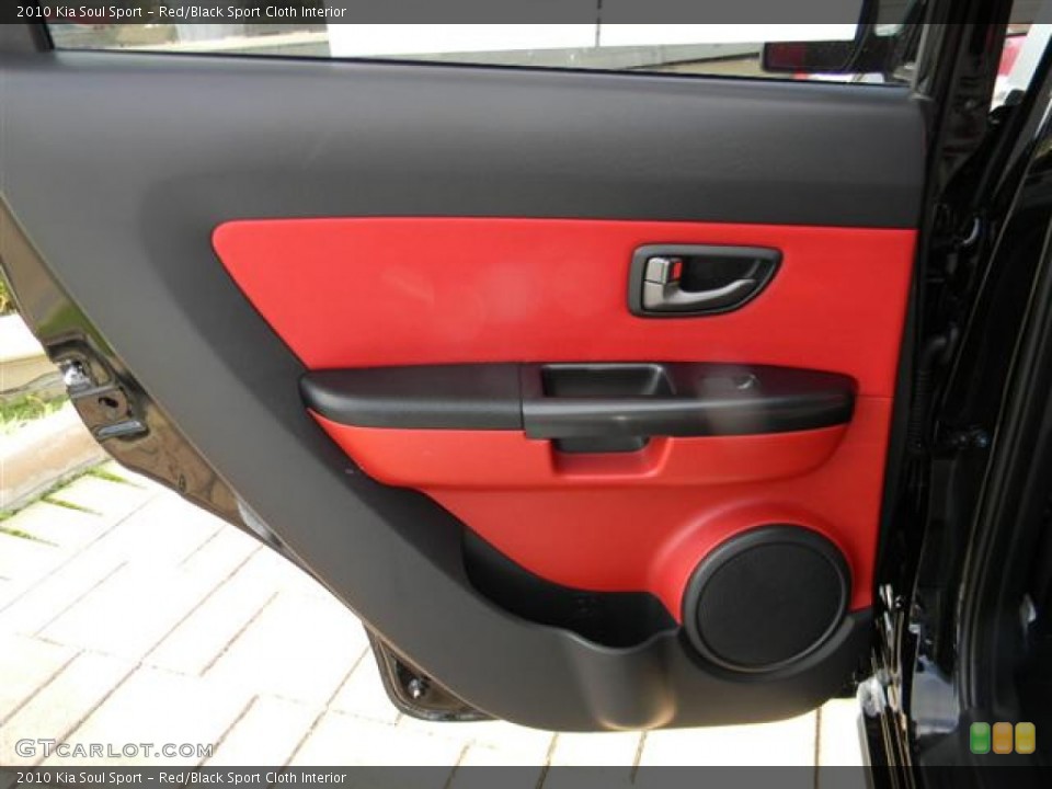 Red/Black Sport Cloth Interior Door Panel for the 2010 Kia Soul Sport #60264026