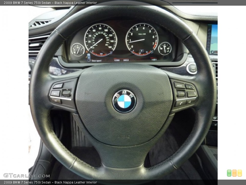 Black Nappa Leather Interior Steering Wheel for the 2009 BMW 7 Series 750i Sedan #60315296