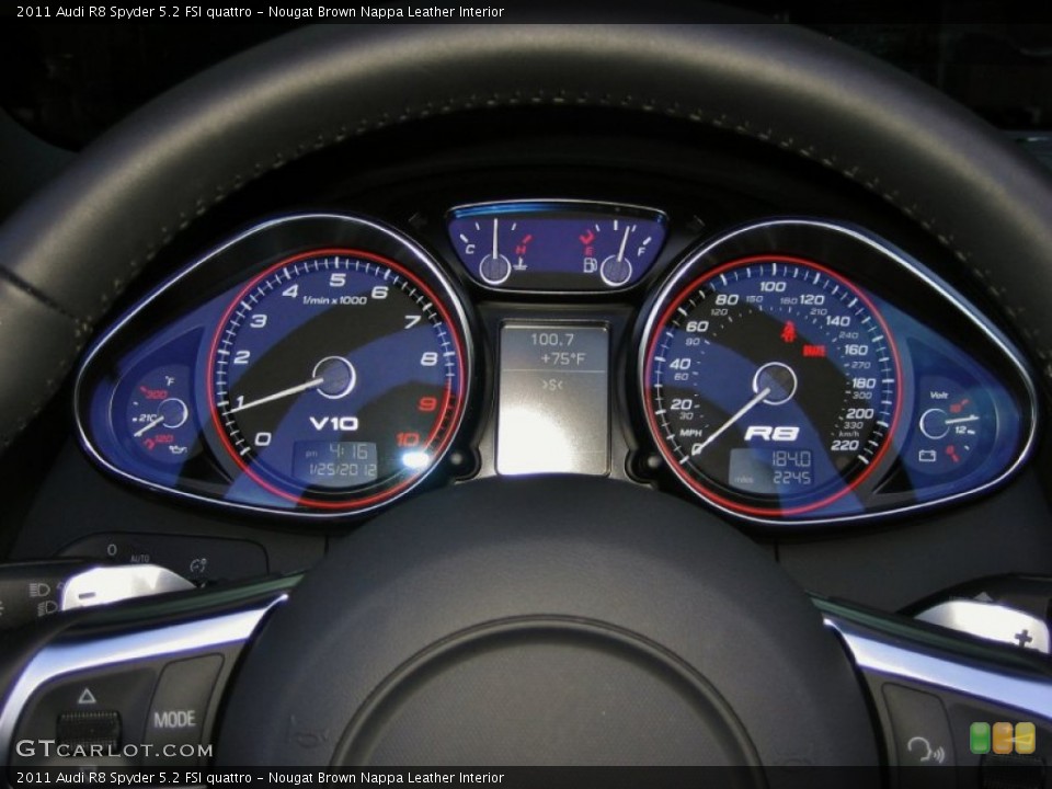 Nougat Brown Nappa Leather Interior Gauges for the 2011 Audi R8 Spyder 5.2 FSI quattro #60329789