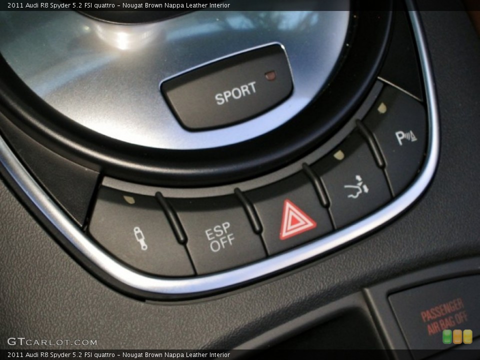 Nougat Brown Nappa Leather Interior Controls for the 2011 Audi R8 Spyder 5.2 FSI quattro #60329831