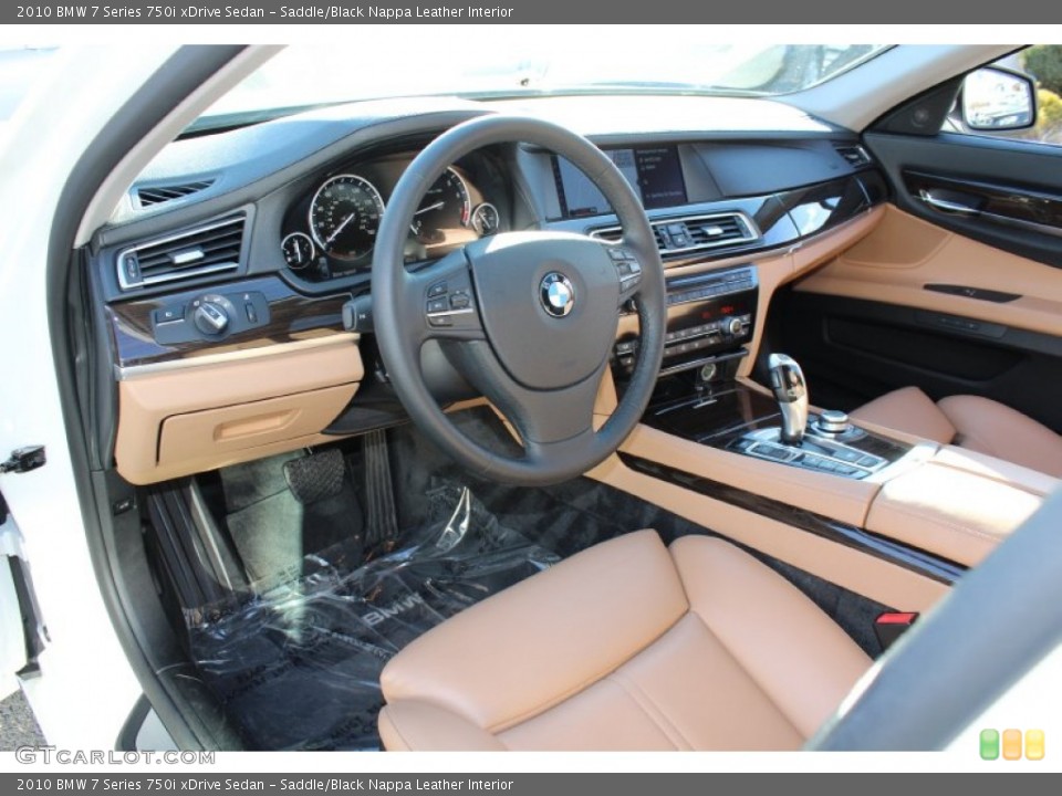 Saddle/Black Nappa Leather Interior Photo for the 2010 BMW 7 Series 750i xDrive Sedan #60390214