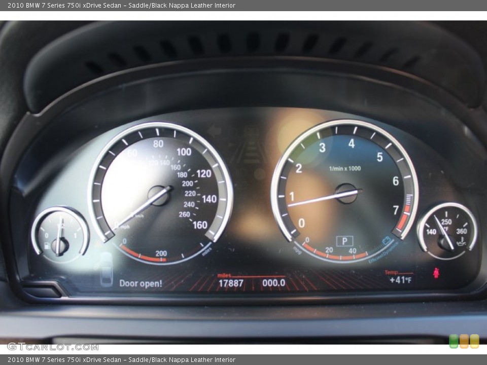 Saddle/Black Nappa Leather Interior Gauges for the 2010 BMW 7 Series 750i xDrive Sedan #60390279