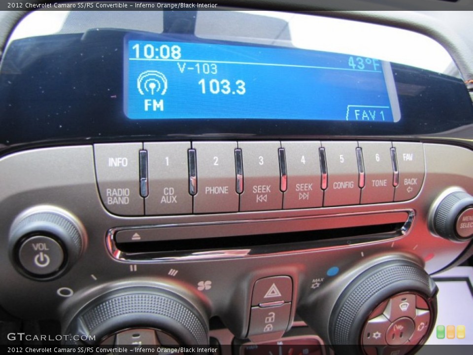 Inferno Orange/Black Interior Controls for the 2012 Chevrolet Camaro SS/RS Convertible #60400895