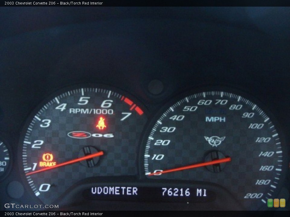 Black/Torch Red Interior Gauges for the 2003 Chevrolet Corvette Z06 #60411578