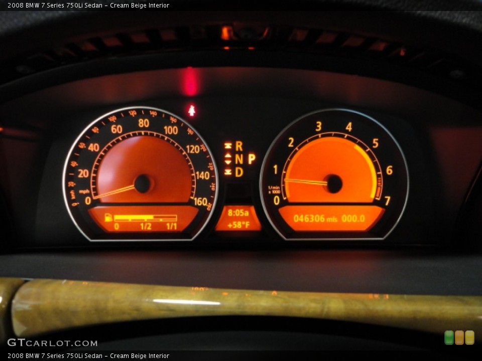 Cream Beige Interior Gauges for the 2008 BMW 7 Series 750Li Sedan #60416907
