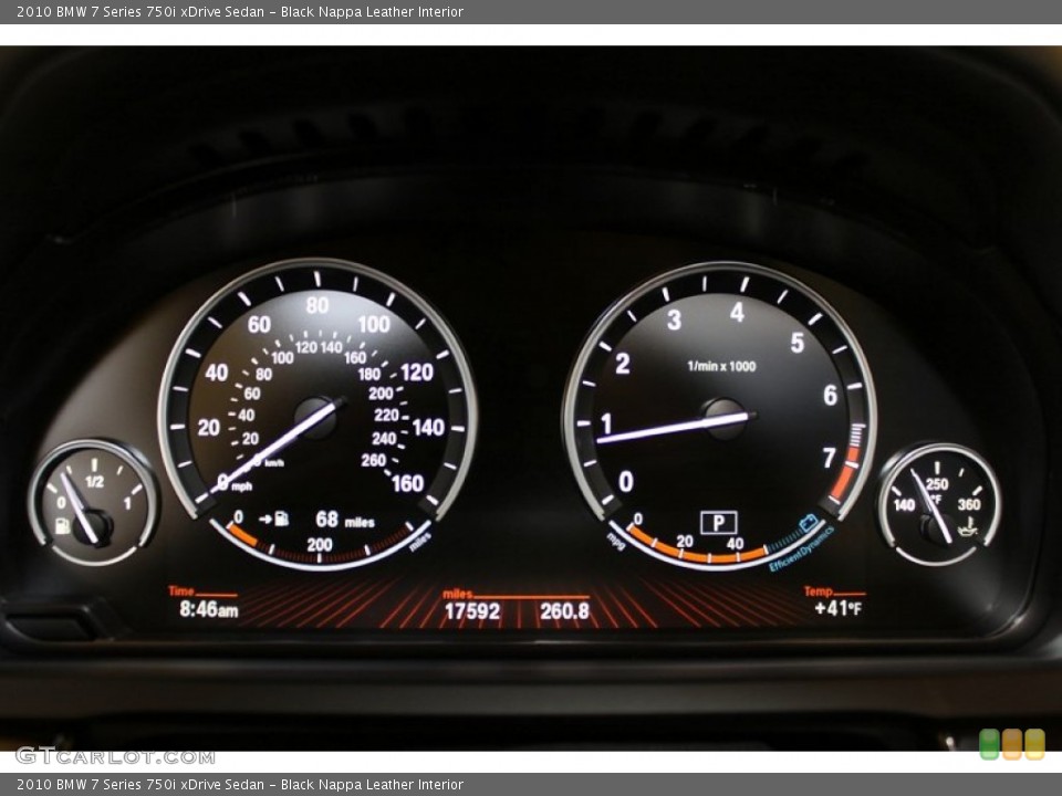 Black Nappa Leather Interior Gauges for the 2010 BMW 7 Series 750i xDrive Sedan #60442503