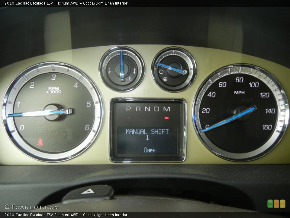 Cocoa/Light Linen Interior Gauges for the 2010 Cadillac Escalade ESV Platinum AWD #60448755
