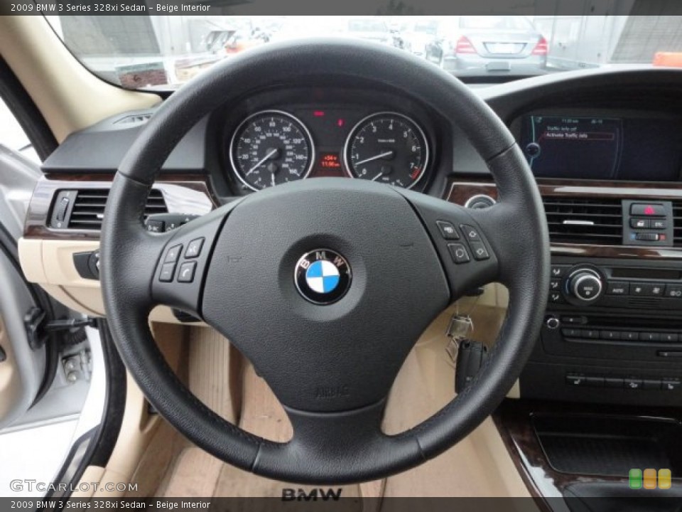 Beige Interior Steering Wheel for the 2009 BMW 3 Series 328xi Sedan #60485141