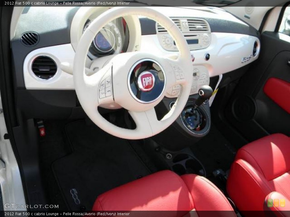 Pelle Rossa/Avorio (Red/Ivory) Interior Steering Wheel for the 2012 Fiat 500 c cabrio Lounge #60519048