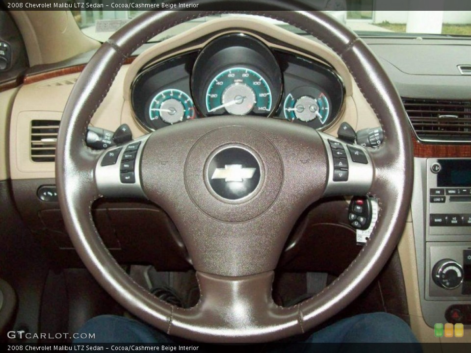 Cocoa/Cashmere Beige Interior Steering Wheel for the 2008 Chevrolet Malibu LTZ Sedan #60559515