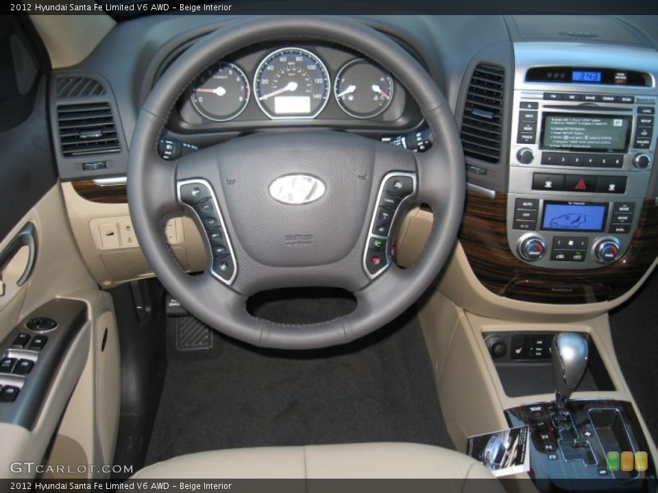 Beige Interior Dashboard for the 2012 Hyundai Santa Fe Limited V6 AWD #60566519