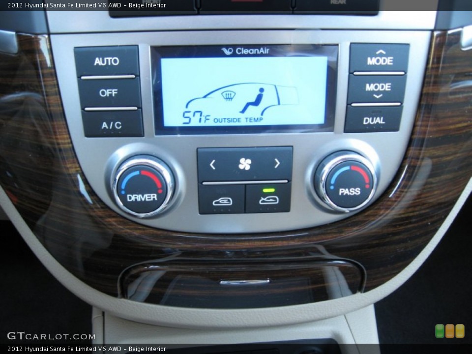 Beige Interior Controls for the 2012 Hyundai Santa Fe Limited V6 AWD #60566549