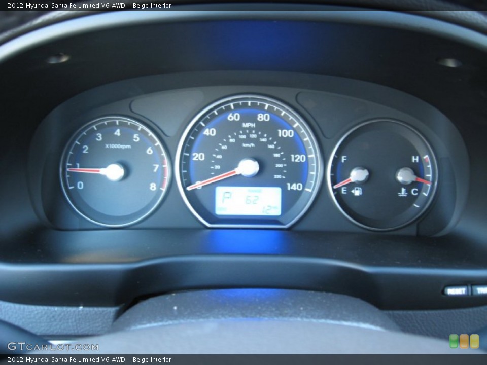 Beige Interior Gauges for the 2012 Hyundai Santa Fe Limited V6 AWD #60566576