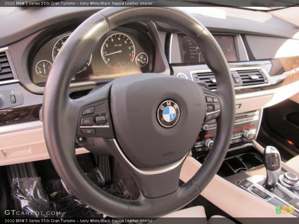 Ivory White/Black Nappa Leather Interior Steering Wheel for the 2010 BMW 5 Series 550i Gran Turismo #60567179