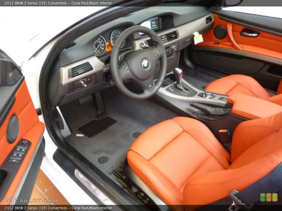 Coral Red/Black Interior Prime Interior for the 2012 BMW 3 Series 335i Convertible #60592344