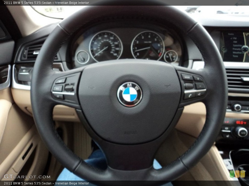 Venetian Beige Interior Steering Wheel for the 2011 BMW 5 Series 535i Sedan #60639259