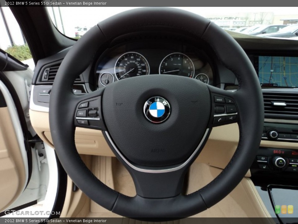 Venetian Beige Interior Steering Wheel for the 2012 BMW 5 Series 550i Sedan #60640135