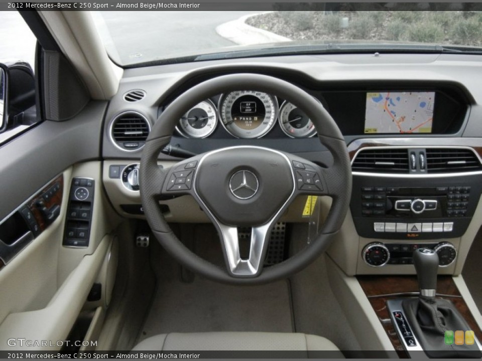 Almond Beige/Mocha Interior Dashboard for the 2012 Mercedes-Benz C 250 Sport #60679490