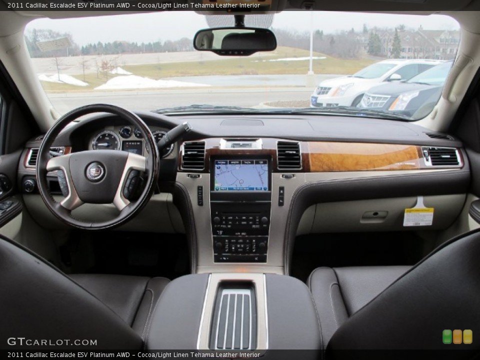 Cocoa/Light Linen Tehama Leather Interior Dashboard for the 2011 Cadillac Escalade ESV Platinum AWD #60680730
