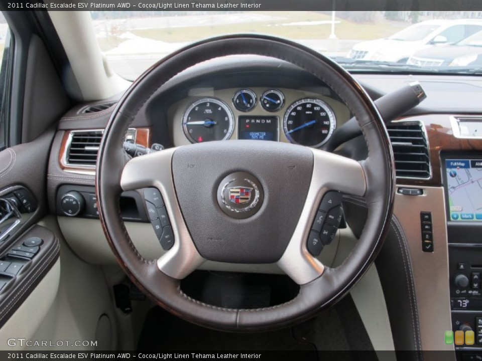 Cocoa/Light Linen Tehama Leather Interior Steering Wheel for the 2011 Cadillac Escalade ESV Platinum AWD #60680768