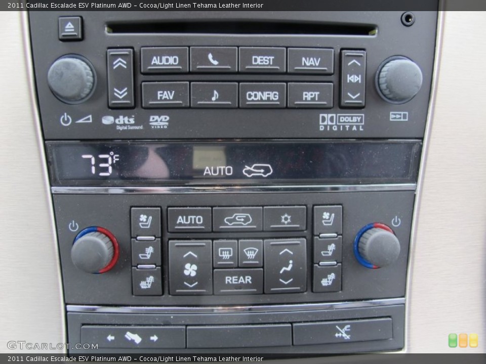 Cocoa/Light Linen Tehama Leather Interior Controls for the 2011 Cadillac Escalade ESV Platinum AWD #60680789