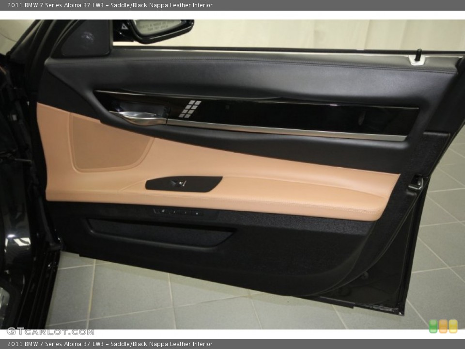 Saddle/Black Nappa Leather Interior Door Panel for the 2011 BMW 7 Series Alpina B7 LWB #60712219