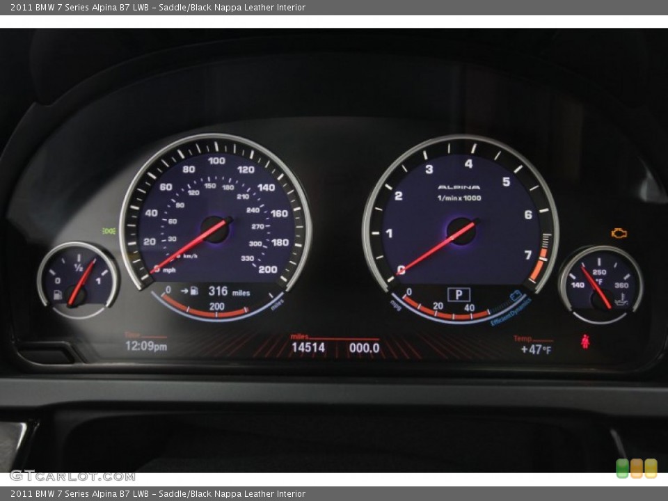 Saddle/Black Nappa Leather Interior Gauges for the 2011 BMW 7 Series Alpina B7 LWB #60712261