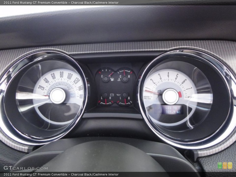 Charcoal Black/Cashmere Interior Gauges for the 2011 Ford Mustang GT Premium Convertible #60747128