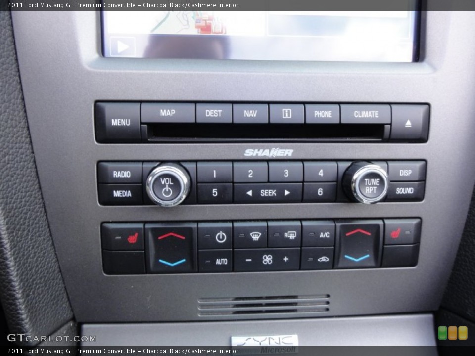 Charcoal Black/Cashmere Interior Controls for the 2011 Ford Mustang GT Premium Convertible #60747145