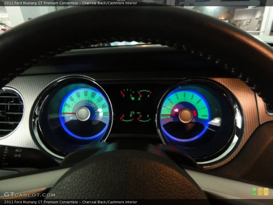 Charcoal Black/Cashmere Interior Gauges for the 2011 Ford Mustang GT Premium Convertible #60747455