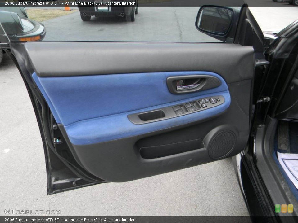 Anthracite Black/Blue Alcantara Interior Door Panel for the 2006 Subaru Impreza WRX STi #60772815