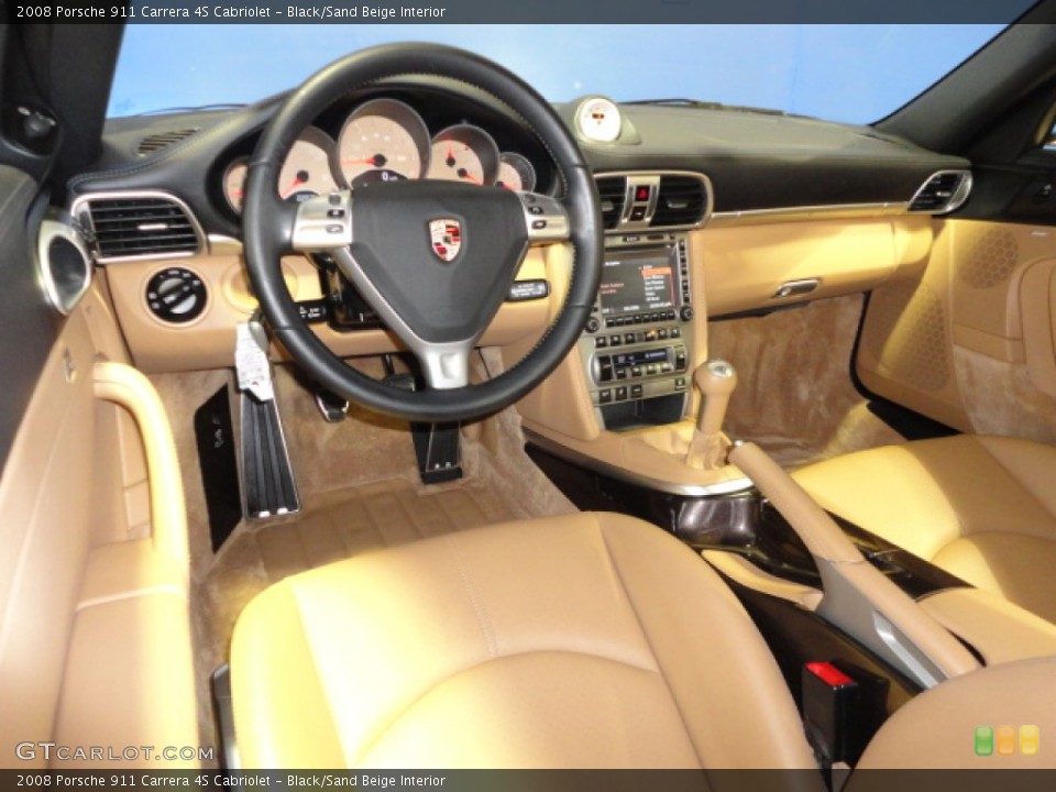 Black/Sand Beige Interior Dashboard for the 2008 Porsche 911 Carrera 4S Cabriolet #60787850