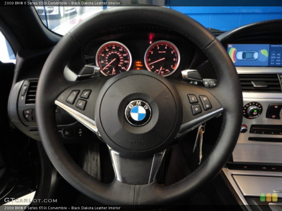 Black Dakota Leather Interior Steering Wheel for the 2009 BMW 6 Series 650i Convertible #60789335