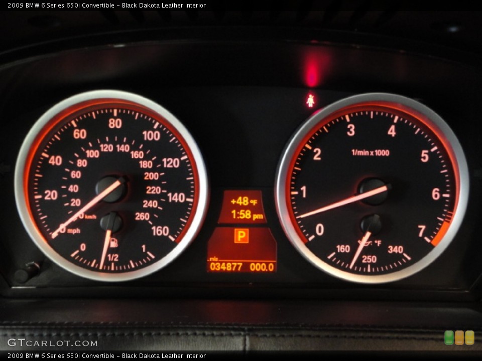 Black Dakota Leather Interior Gauges for the 2009 BMW 6 Series 650i Convertible #60789344