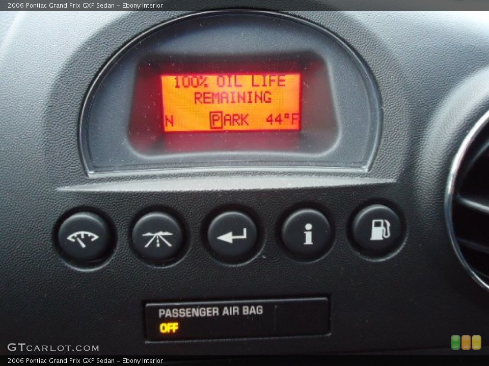 Ebony Interior Controls for the 2006 Pontiac Grand Prix GXP Sedan #60794744