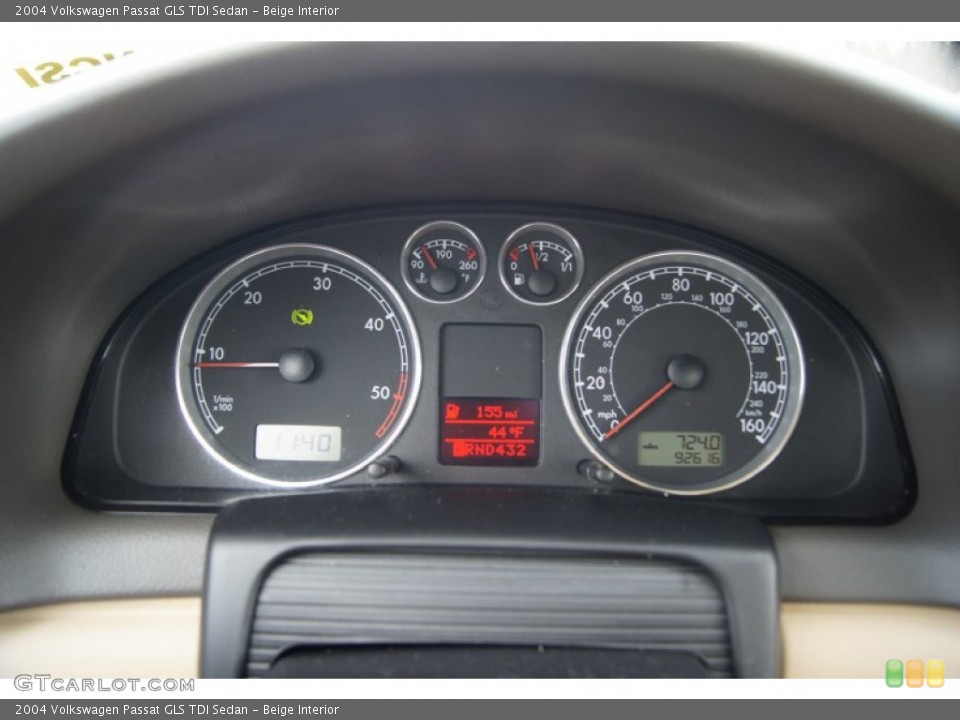Beige Interior Gauges for the 2004 Volkswagen Passat GLS TDI Sedan #60803216