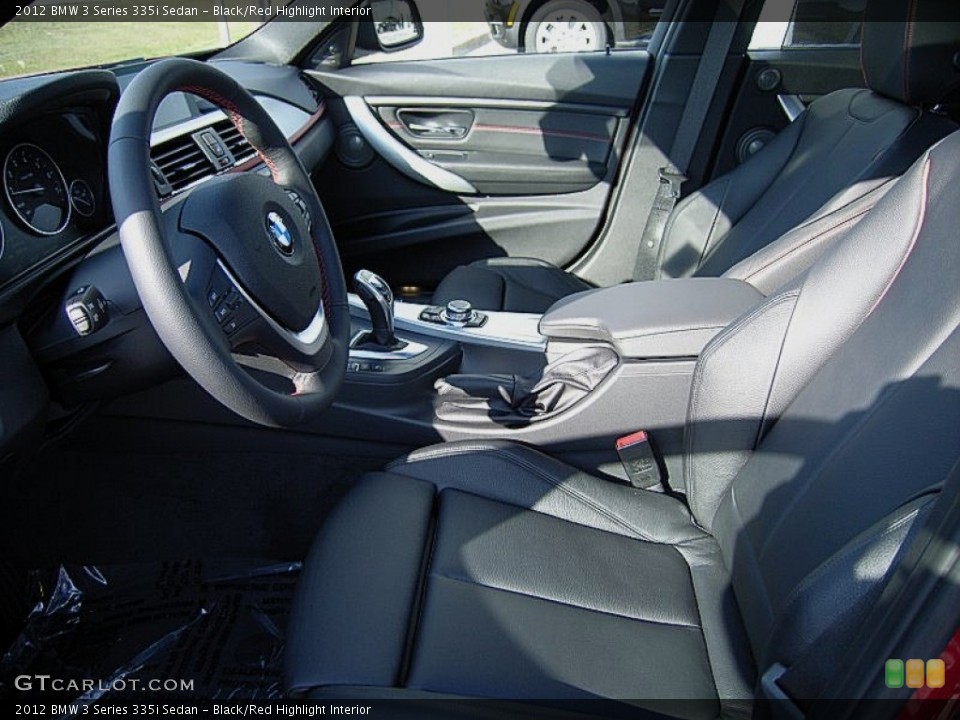 Black/Red Highlight Interior Photo for the 2012 BMW 3 Series 335i Sedan #60828809
