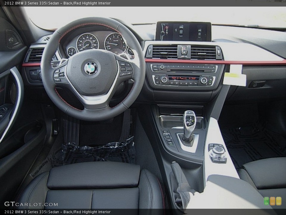 Black/Red Highlight Interior Dashboard for the 2012 BMW 3 Series 335i Sedan #60828821