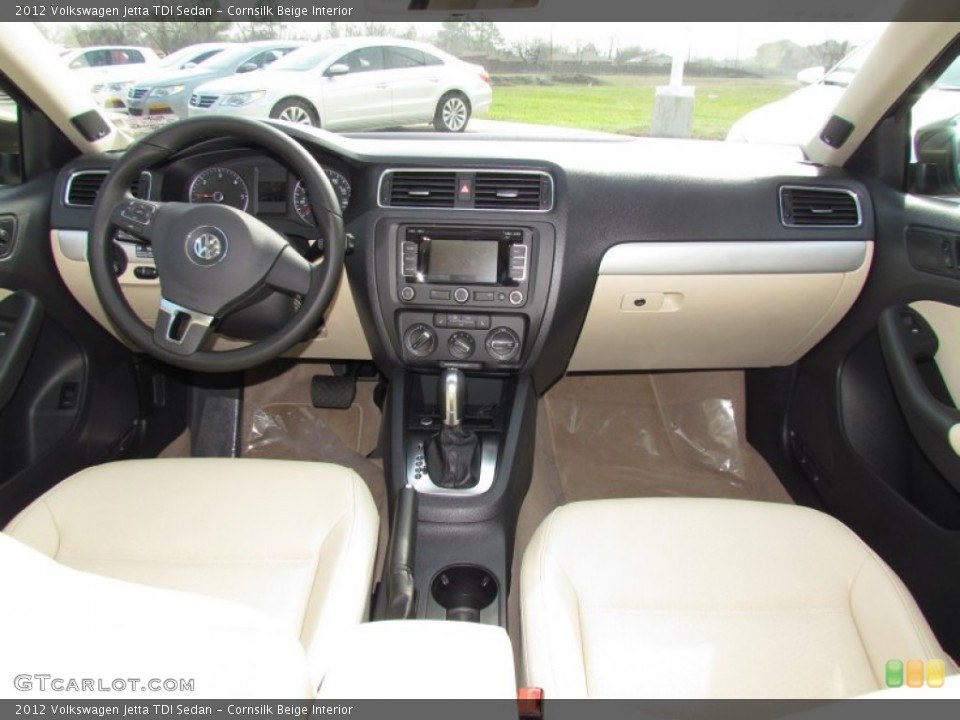 Cornsilk Beige Interior Dashboard for the 2012 Volkswagen Jetta TDI Sedan #60848580