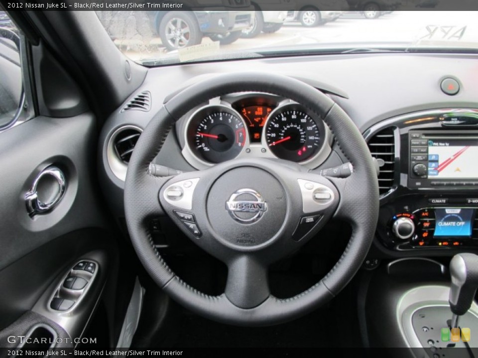 Black/Red Leather/Silver Trim Interior Steering Wheel for the 2012 Nissan Juke SL #60852230