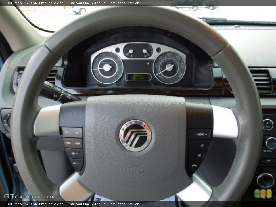 Charcoal Black/Medium Light Stone Interior Steering Wheel for the 2008 Mercury Sable Premier Sedan #60885285