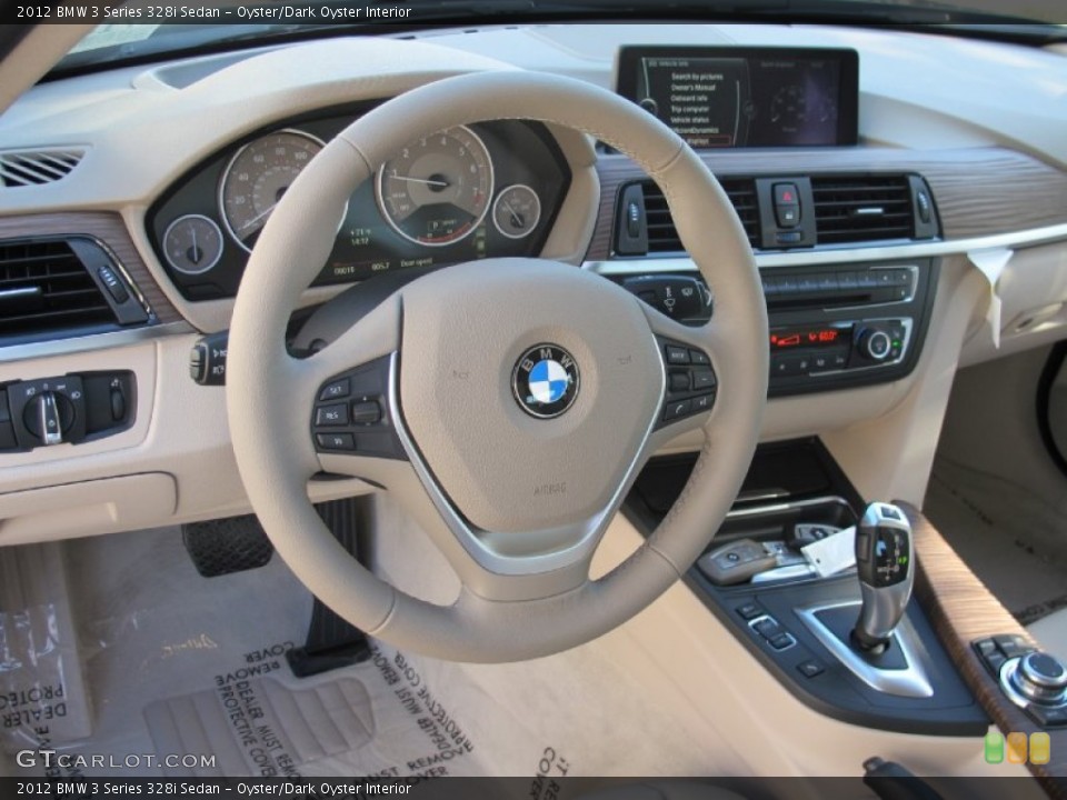 Oyster/Dark Oyster Interior Steering Wheel for the 2012 BMW 3 Series 328i Sedan #60889615