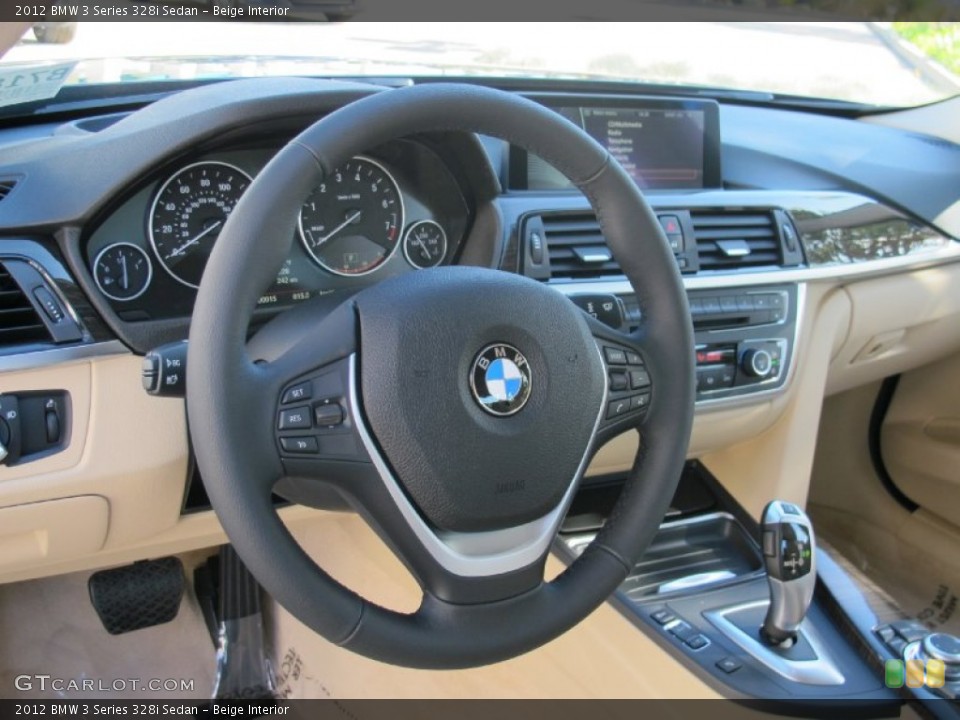 Beige Interior Steering Wheel for the 2012 BMW 3 Series 328i Sedan #60889705