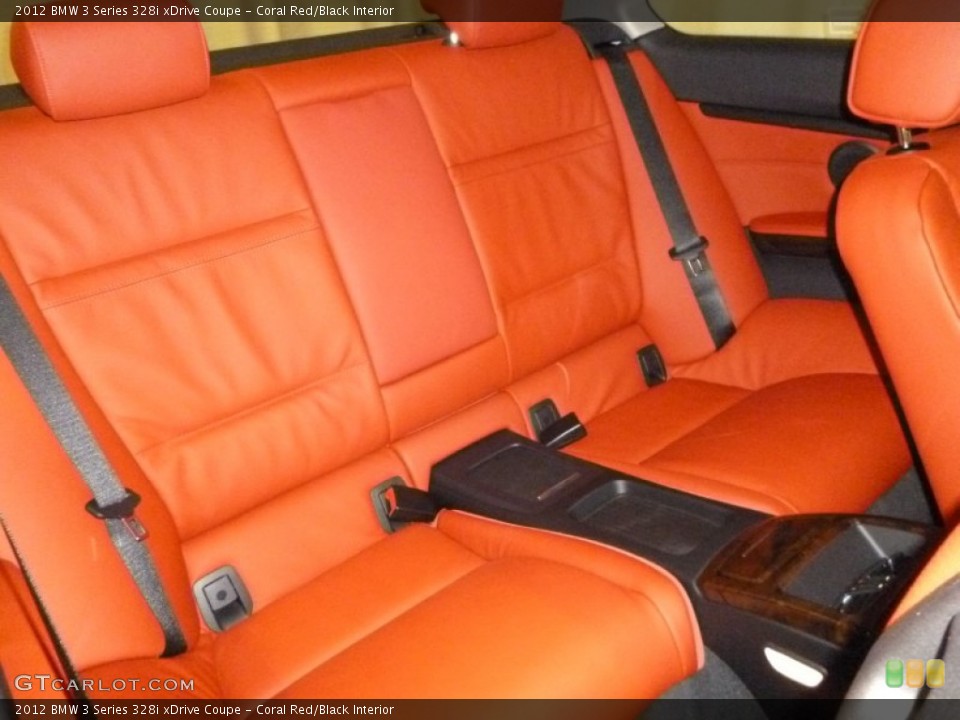 Coral Red/Black Interior Rear Seat for the 2012 BMW 3 Series 328i xDrive Coupe #60891337