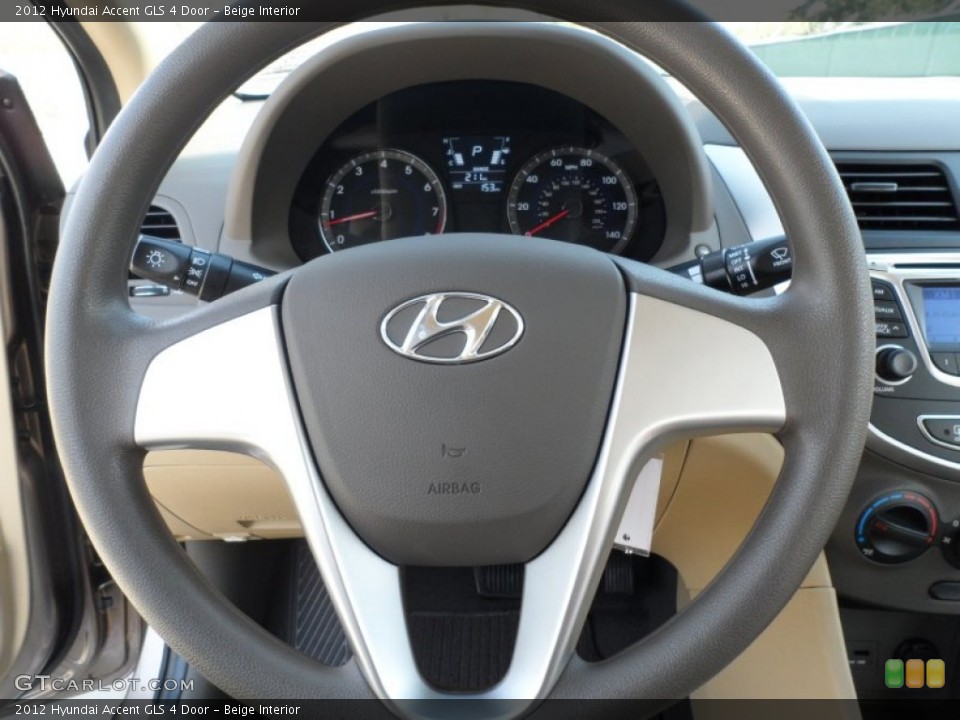 Beige Interior Steering Wheel for the 2012 Hyundai Accent GLS 4 Door #60894987